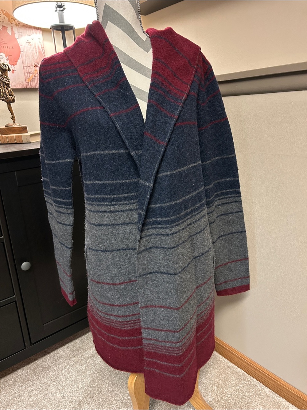 TOAD & CO Hornytoad Heartfelt Blanket Hooded Cardigan, 100% Lambswool, Large